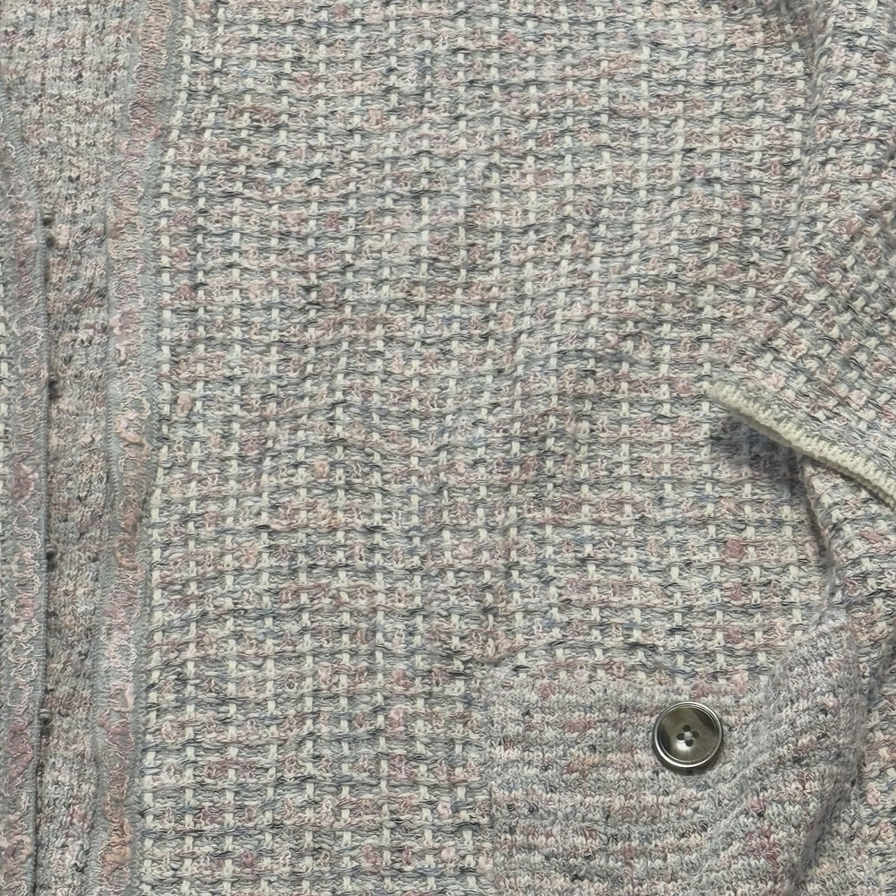 J Jill Sweater Cardigan Pink Gray Girly Spring Knit Pockets Size 3X New - Picture 6 of 9